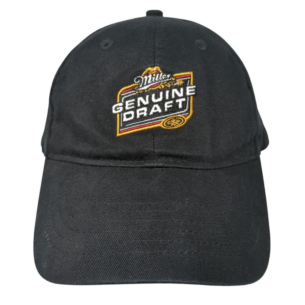 Miller Genuine Draft Strapback Baseball Cap Black One Size Embroidered Goodman